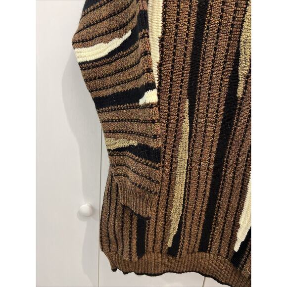 VTG LaVane New York “Coogi Style” Knitted Crewneck Sweater, Elastic Waist Sz L - Picture 3 of 9